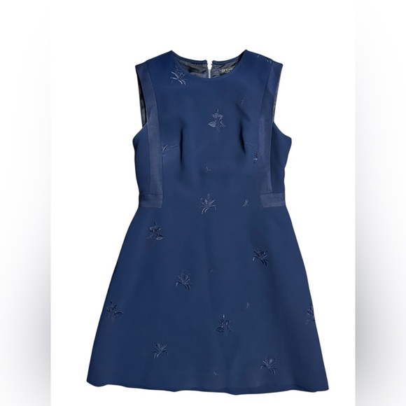 Ted Baker London Saahrad Embroidered Shift Dress Navy Blue Sleeveless Medium/3 - Picture 3 of 7